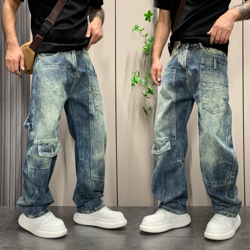 牛仔裤男款潮牌休闲美式复古水洗直筒裤子2025新款秋季男士工装裤