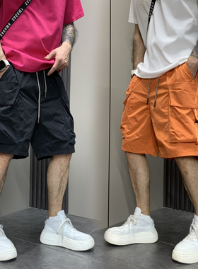 男士潮流立体口袋工装短裤夏季新款透气速干五分裤宽松ins直筒裤