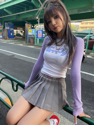 SrrybabeLogo插肩拼色长袖卡通