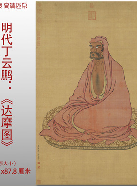 丁云鹏达摩图明佛像菩提达摩图艺术微喷打印绢本画心临摹范本画稿