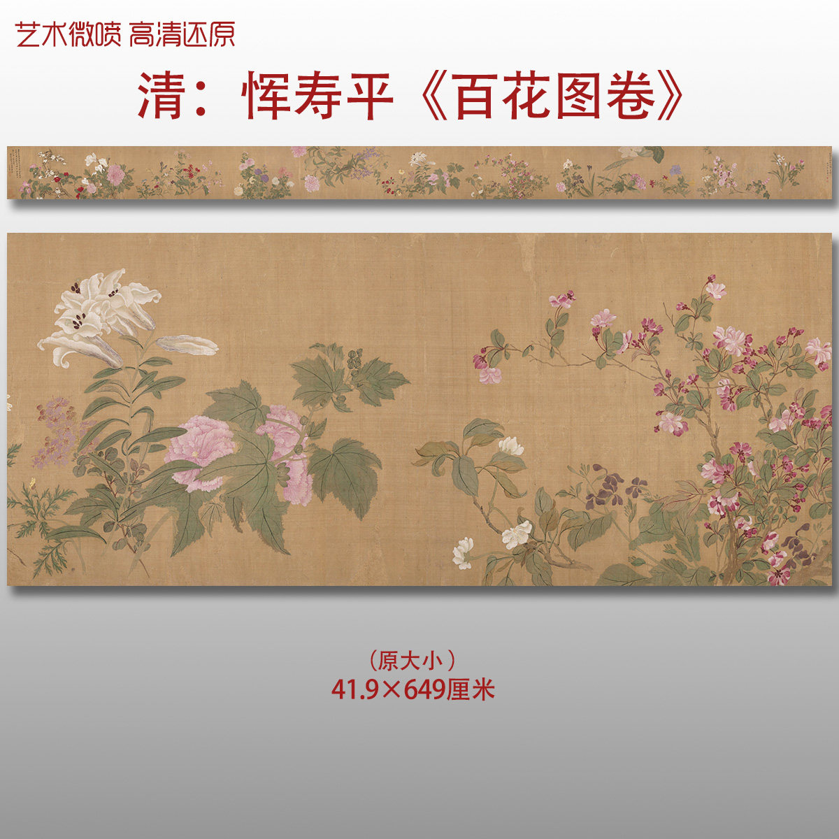 清代恽寿平百花图卷工笔花鸟图复制品高清艺术微喷画心临摹画稿
