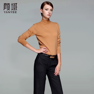 颜域品牌女装2018秋冬款简约半高领纯色长袖打底衫百搭羊毛针织衫