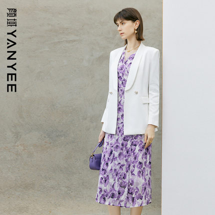 颜域西装外套连衣裙两件套女士2024新款春季搭配一整套高级感套装