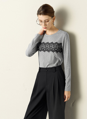 颜域灰色独特气质针织衫女2025新款秋装时尚复古宽松套头上衣女士