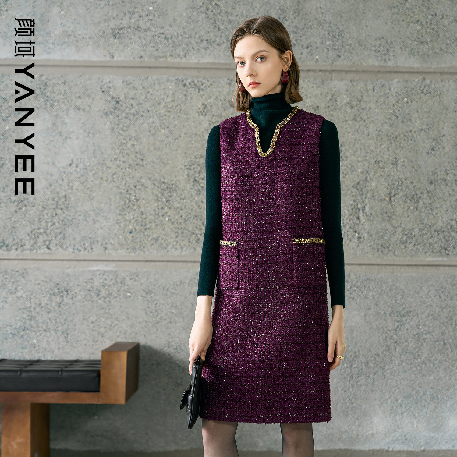 复古优雅背心裙中长款裙子