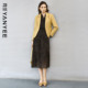 新款 颜域黄色西装 2026春装 女装 撞色穿搭两件套 外套波点连衣裙套装