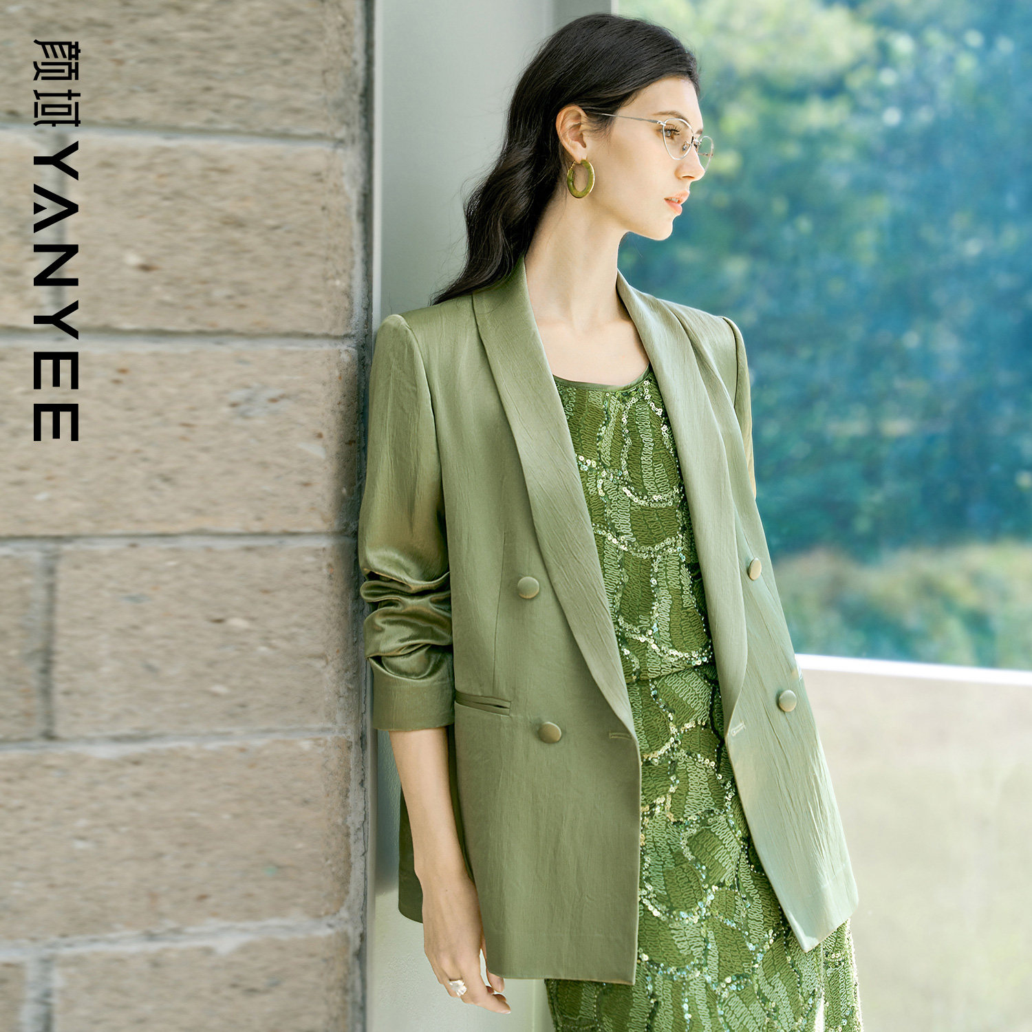 颜域春季绿色简约西装外套女2026新款薄款正装通勤气质短款小西服,女装/女士精品,西装,淘宝优惠券,粉丝福利购,淘宝优惠卷