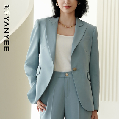 颜域蓝色气质名媛西装外套