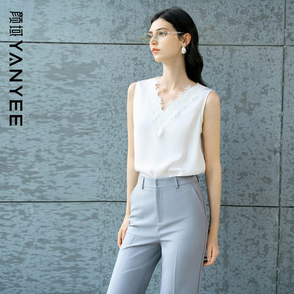 颜域白色蕾丝花边针织背心女2026春新款松弛感女人味洋气小衫上衣