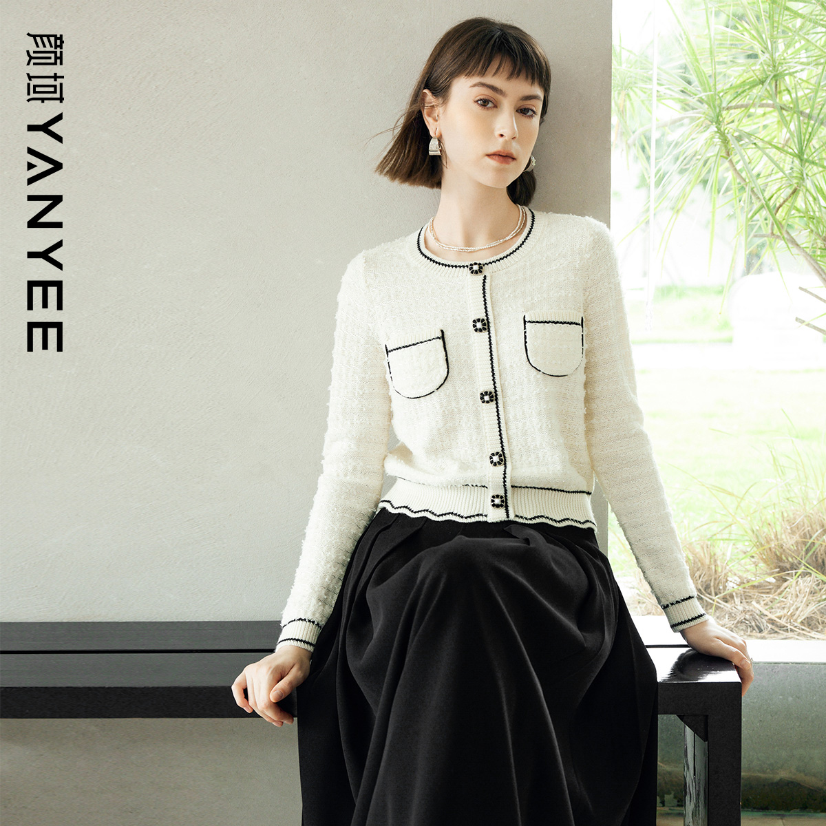 优雅气质通勤长袖圆领上衣