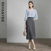 颜域休闲衬衫 高级感优雅气质女士穿搭一整套 2025新款 半裙套装 夏装