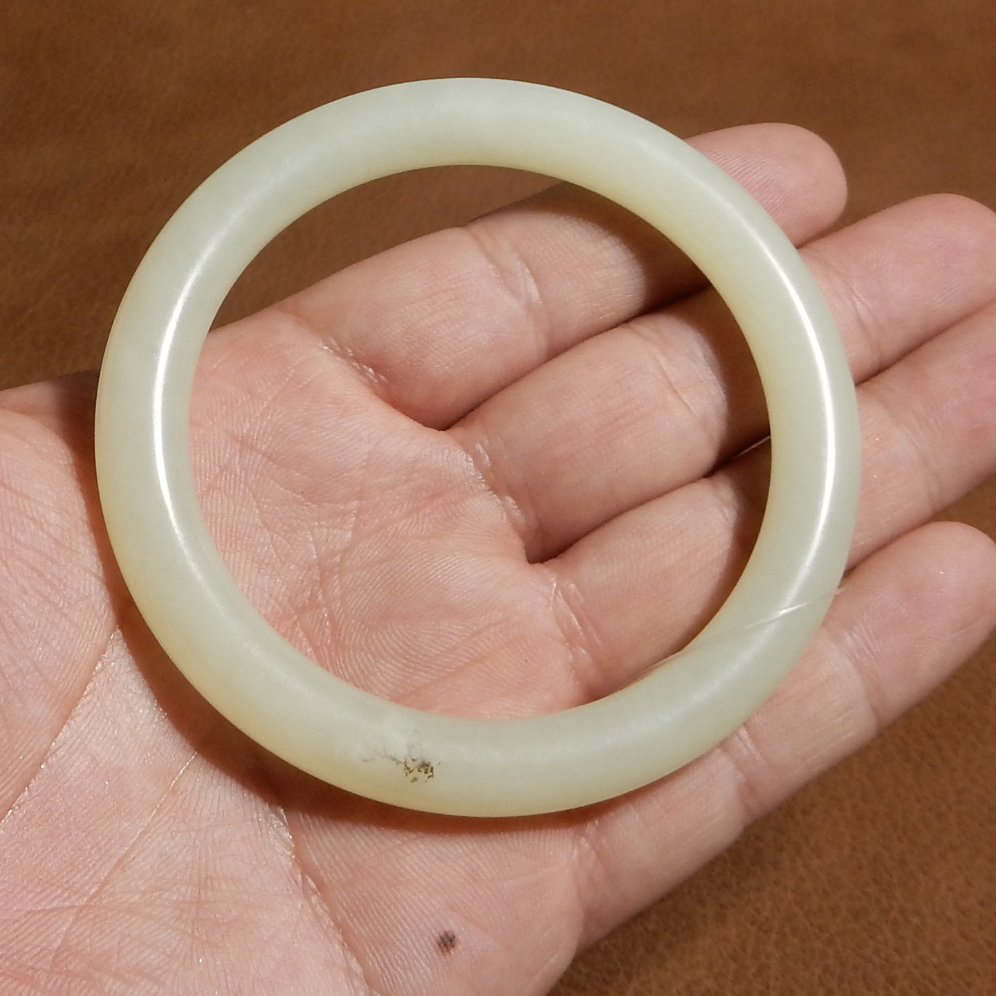 玉禧珠宝天然和田玉新疆若羌油润鸡油黄口料56.5MM手镯送礼Q