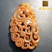 方言放巨漏珍品老熟如酥褐红油皮粟子黄色黄玉籽料龙凤镂空吊坠R
