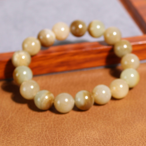 玉禧珠宝且末料糖白玉手串12mm