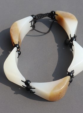 惊呆了方言和田玉精品油糯俄罗斯特色老坑料糖白玉豪华手链手串A8