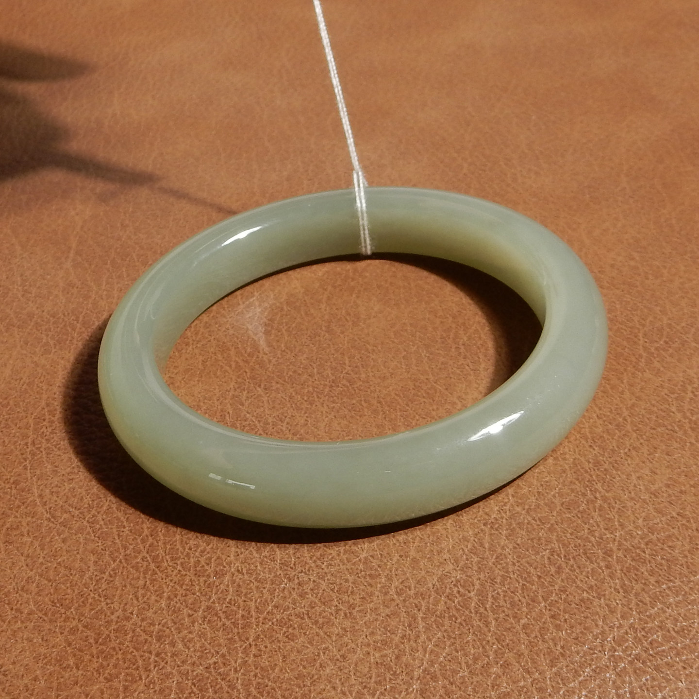 玉禧珠宝天然青海料冰底晴水绿58MM玉髓和田手镯时尚送女友A