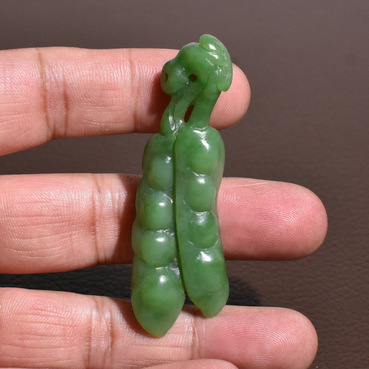 玉禧珠宝俄料和田玉碧玉正阳绿无黑点高油四季平安豆玉吊坠挂件A