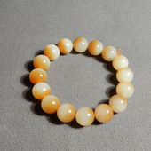 方言和田玉收藏级新疆且末料黄金糖聚宝盆高油12mm圆珠手链手串A2