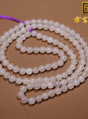 放漏了方言品牌和田玉精品佩戴级青海料高冰烟紫卡5mm108颗项链O2
