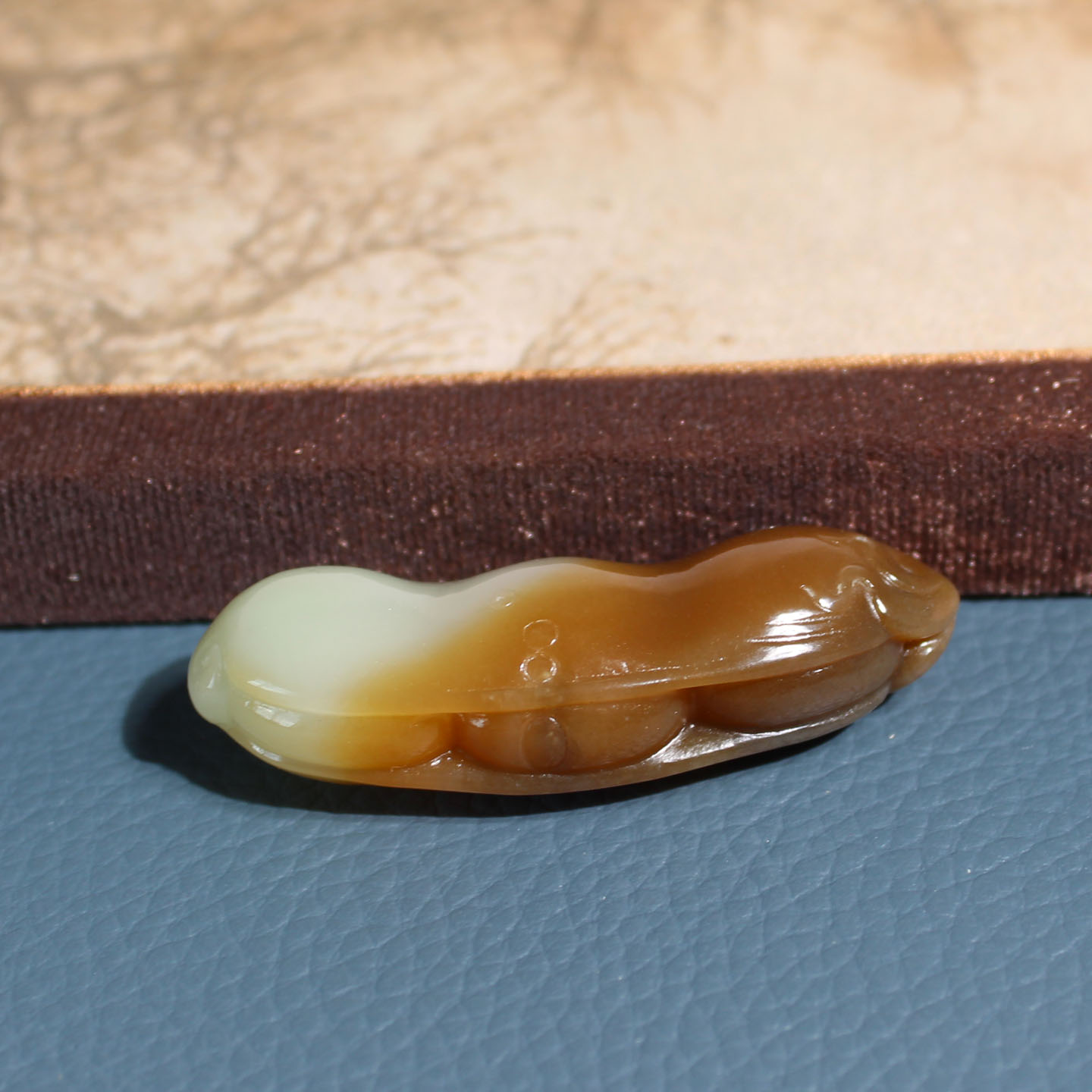 玉禧珠宝新疆和田玉且末老料油润细腻红糖白玉福豆豆荚吊坠挂件A9