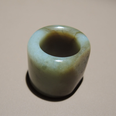 精品方言和田玉新疆墨玉河糖皮留毛孔天空蓝蓝玉籽料22mm扳指S6