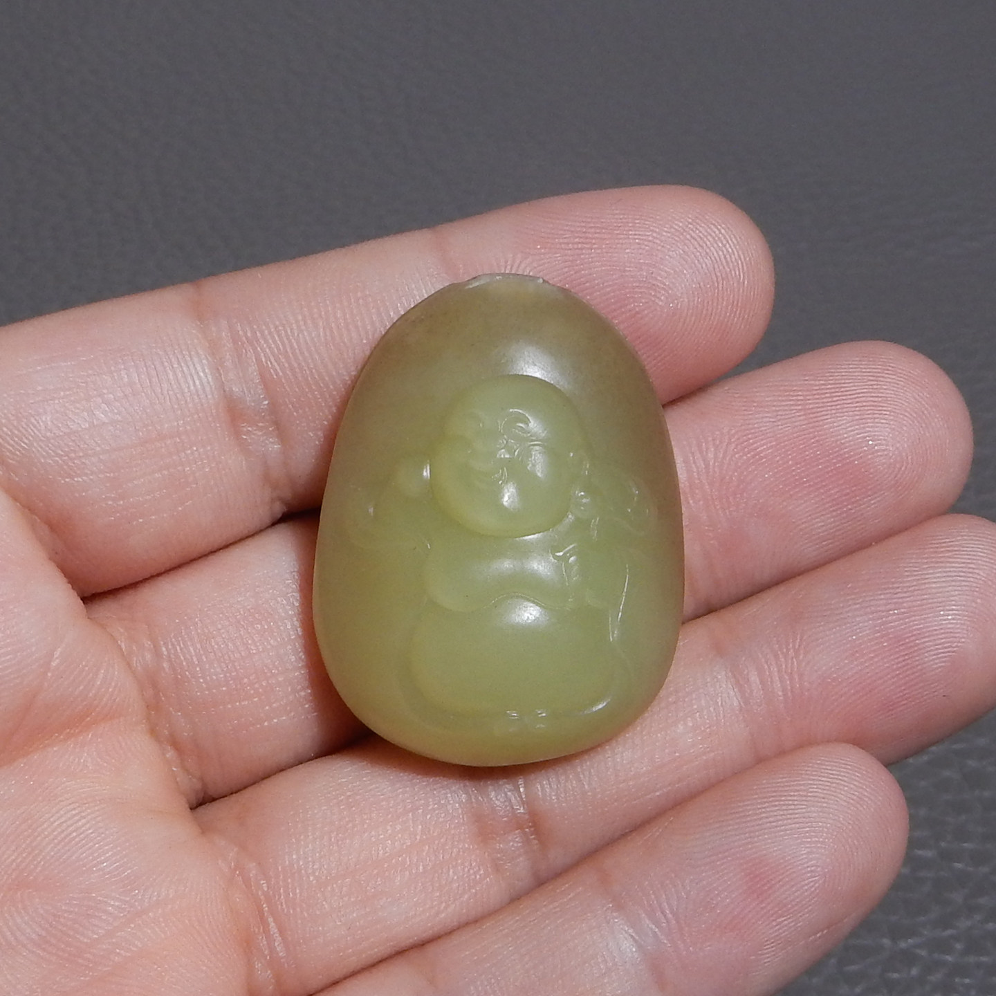 天然和田玉若羌糖黄口笑佛吊坠挂件佛像玉石黄玉糖玉Q