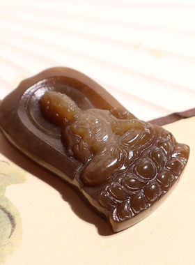 玉禧珠宝精品和田玉新疆细腻油糯且末老坑料糖白玉观音吊坠挂件A9