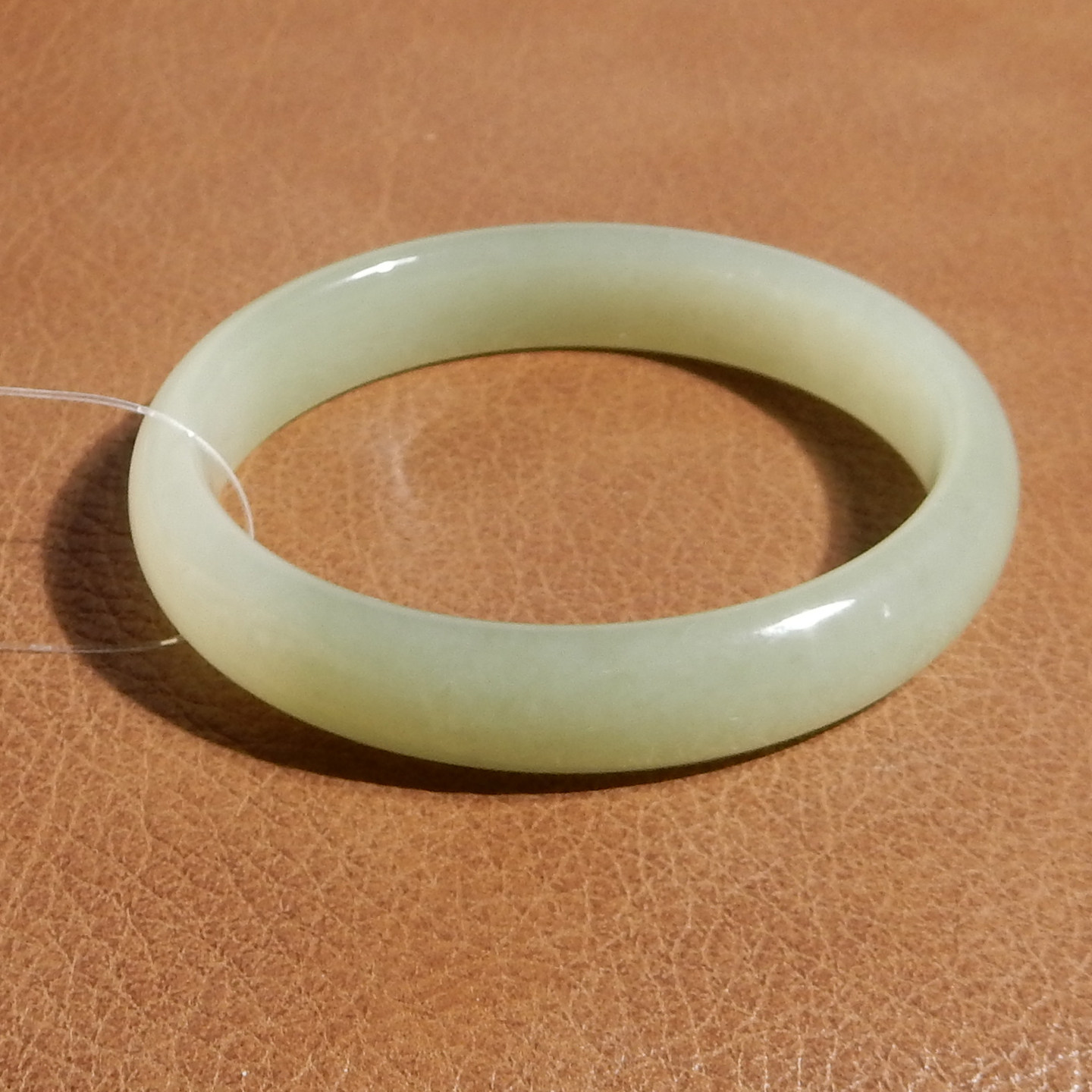 玉禧珠宝天然和田玉青海老料温润细腻白玉带翠双色53MM手镯送礼Q