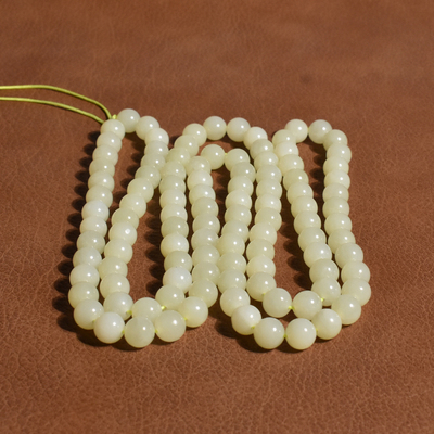 玉禧珠宝和田玉新疆高脂高油且末黄口料卡8mm如意纹桶珠玉手链A