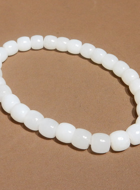 特惠方言和田玉95于田料油润细腻羊脂白玉卡7mm直切珠手链手串R5