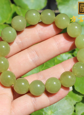 和田玉新疆且末高脂糯黄口料手串