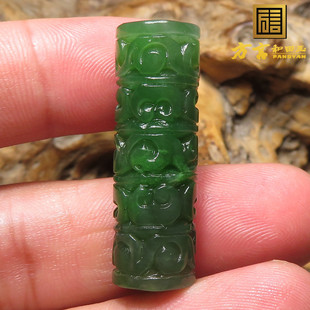 方言和田玉精品特惠俄料正阳绿碧玉勒子仿古祥云DIY配饰玉吊坠h8