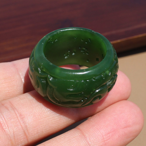 玉禧珠宝和田玉碧玉阳绿扳指