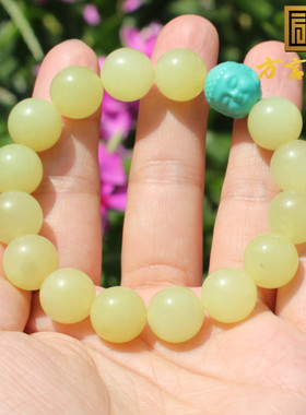 方言和田玉高脂糯鸡油黄口料手串