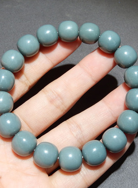 稀缺方言精品和田玉新疆细腻老熟如酥蓝玉籽料12mm老型珠手串w