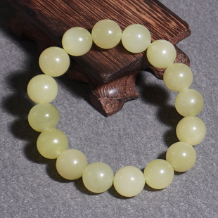 福利价方言品牌和田玉若羌黄口猫眼珍稀黄玉卡12mm圆珠时尚手链A6