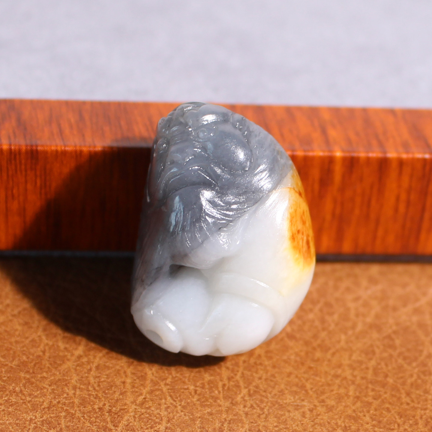 玉禧珠宝和田玉精品特色新疆老熟青花籽料神态炯炯钟馗吊坠挂件W1