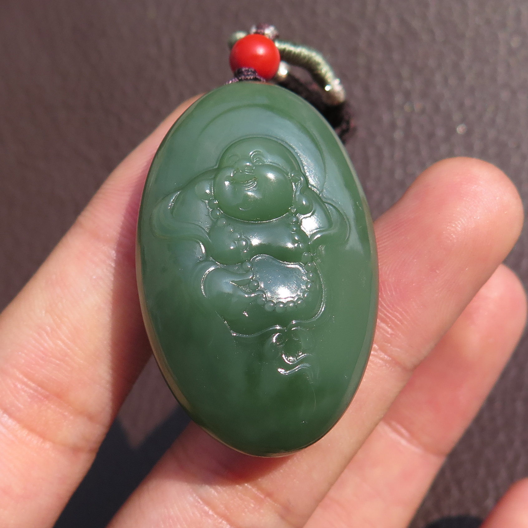 亮眼方言和田玉精品收藏级俄料细腻油润无结构碧玉佛公吊坠挂件X5