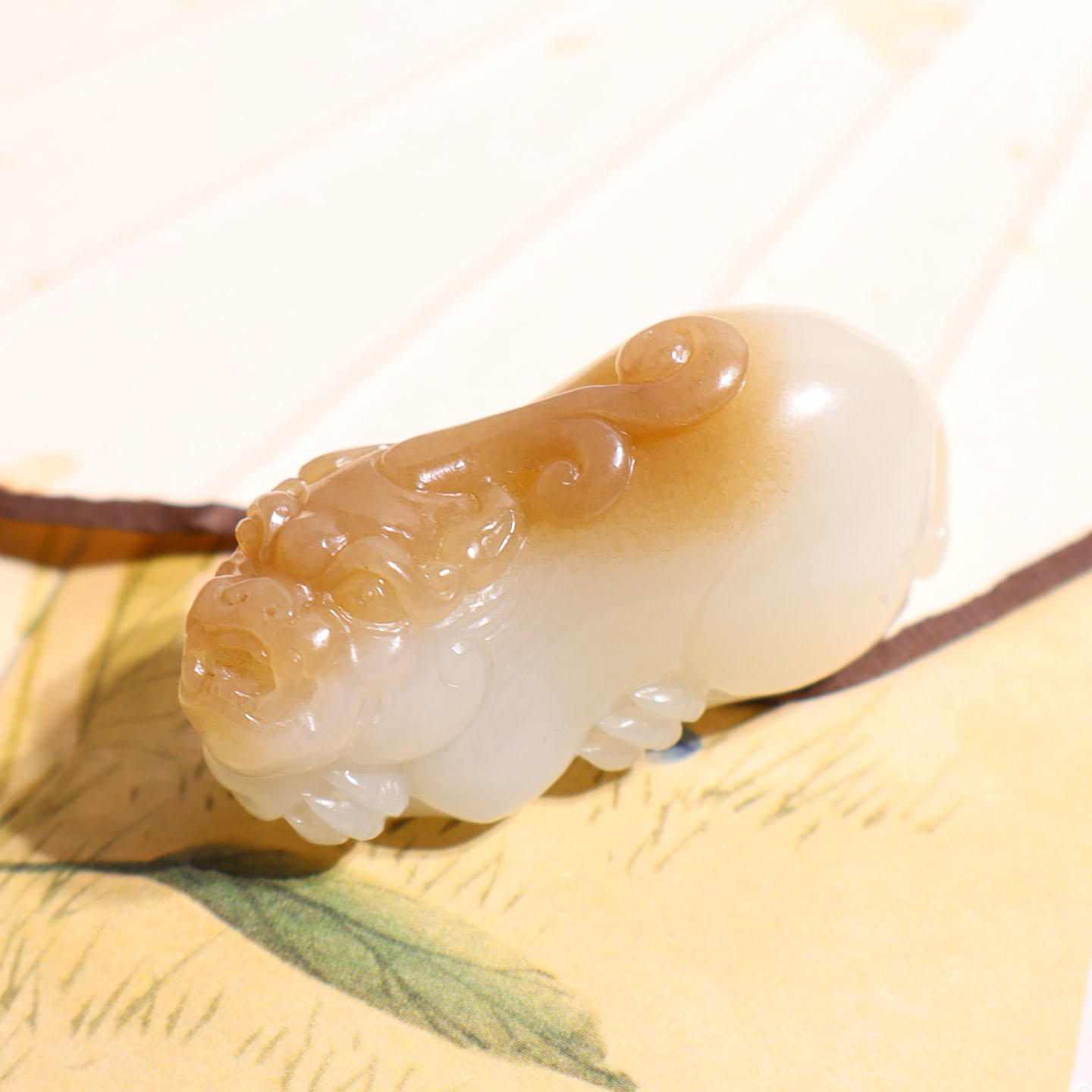 玉禧珠宝精品和田玉新疆且末老坑料糖白玉貔貅男女款吊坠挂件A9
