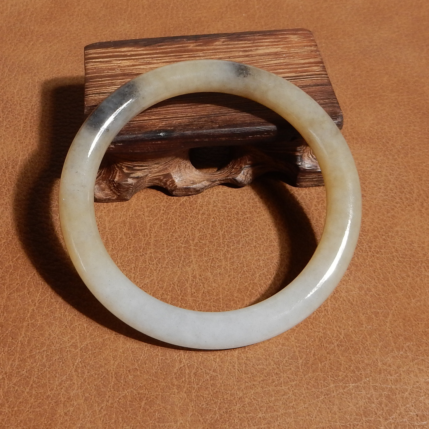 玉禧珠宝天然和田玉新疆且末楼兰三色糖青花意境58MM手镯送礼Q