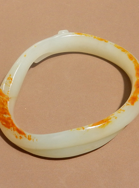 老熟红金皮青白玉籽料随型手镯