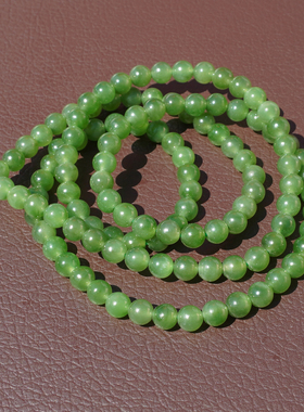 方言和田玉俄料细腻阳绿碧玉手串