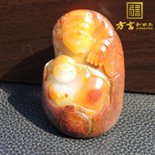 方言镇店巨漏老熟三色红油皮黄沁羊脂白玉籽料精品财福双收吊坠R