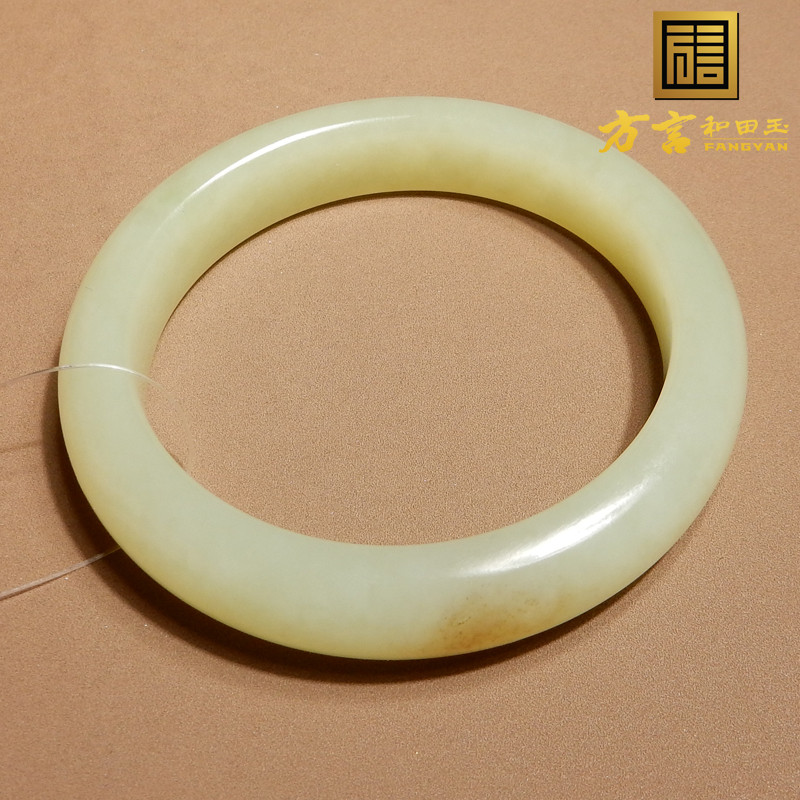 方言和田玉新疆浅黄口料带糖手镯