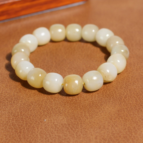 玉禧珠宝且末料糖白玉手串12mm