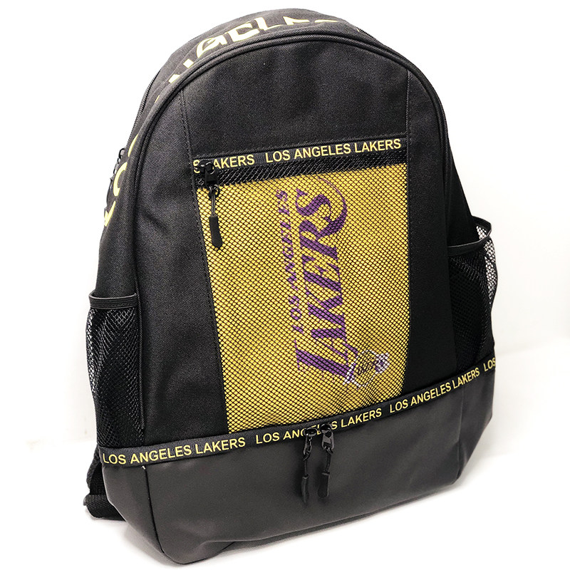 miniso名创优品nba联名洛杉矶湖人队网纹运动双肩包男士背包正版