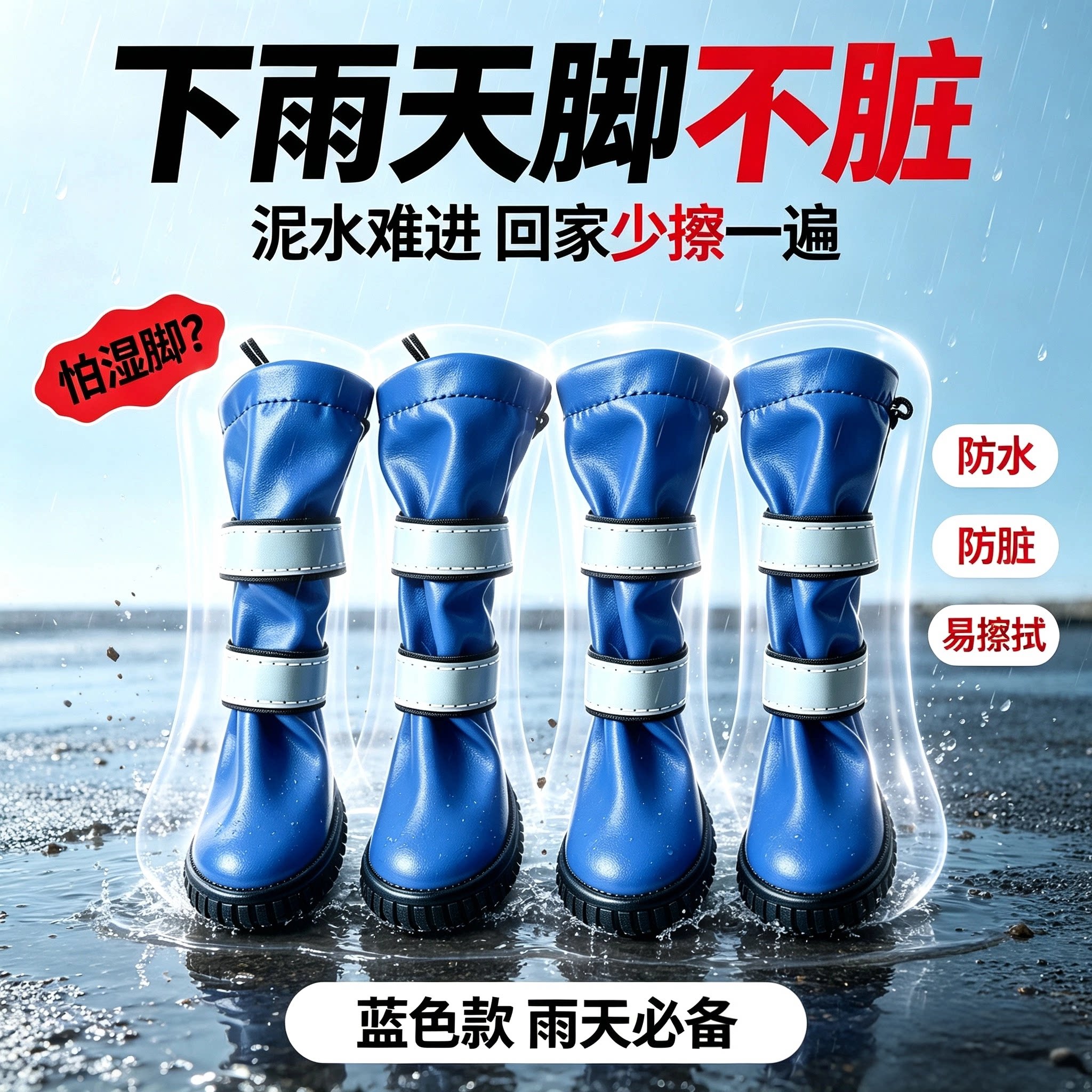 宠物防水鞋中大型犬狗鞋雨鞋金毛狗鞋大狗鞋子萨摩耶高筒狗狗雨鞋