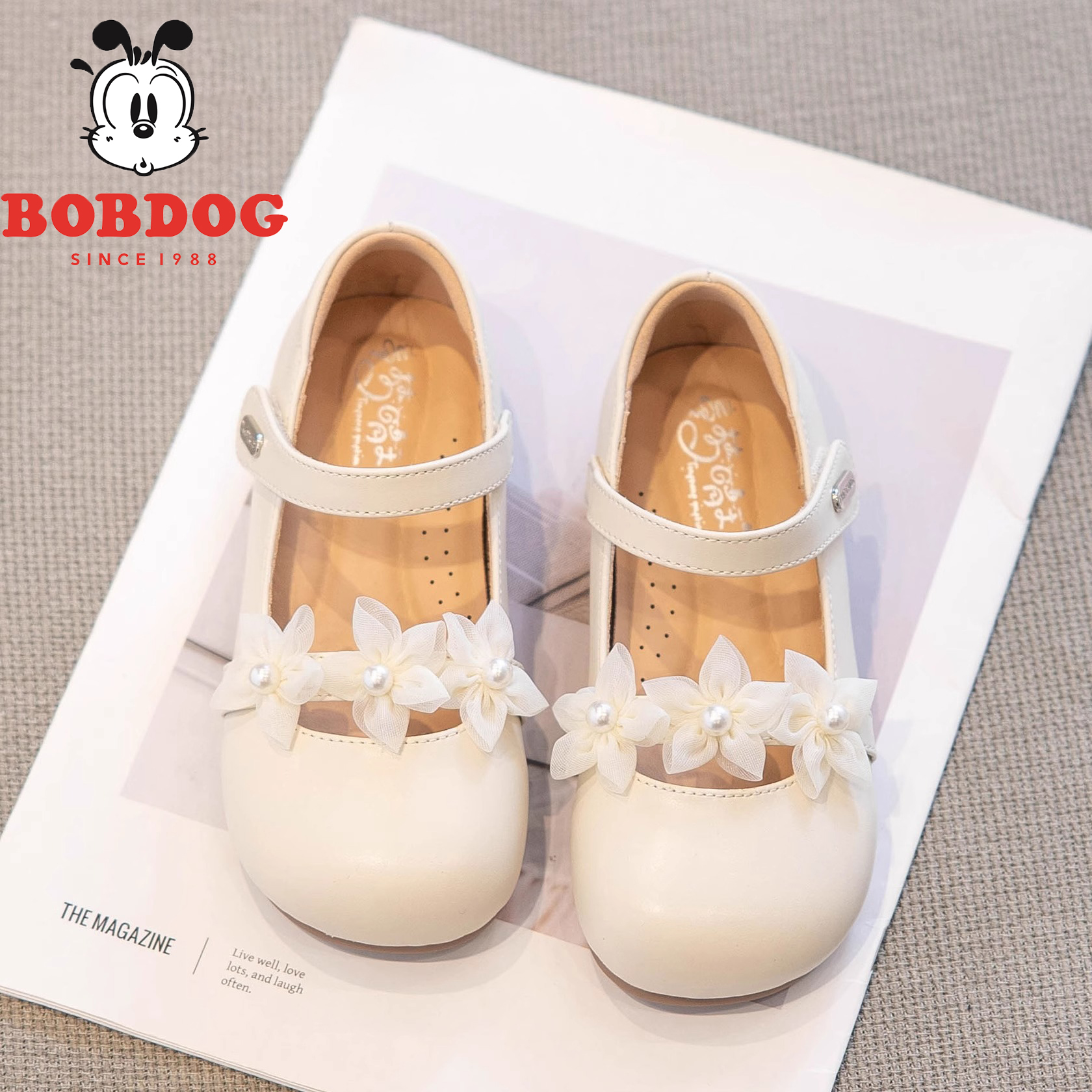 巴布豆真皮女童公主鞋