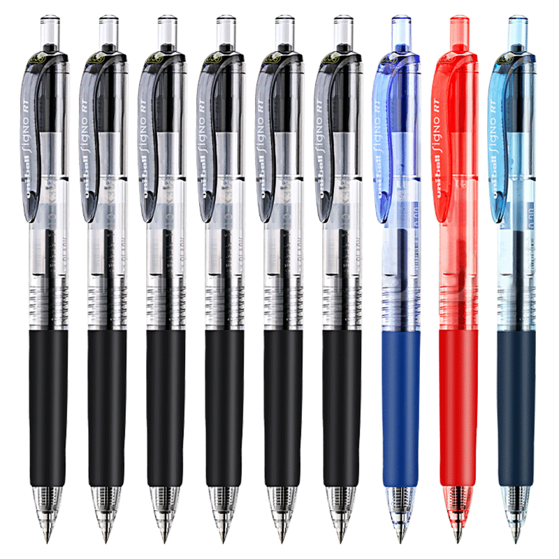 盒装日本uniball三菱中性笔UMN105/138彩色0.5按动黑笔0.38mm男学生刷题女UMR-83/85N笔芯考试水笔蓝红色办公