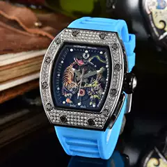 Electroplated Colorful Dial Quartz Watch, Versatile and Trendy Men's and Women's Watch, Barrel-Shaped Full Diamond Quartz Watch